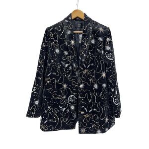 VICI Womens Black Velvet Celestial Sequin Star Blazer Whimsigoth Small NWOT